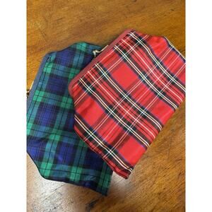 Tartan Coin Purse Lot of 2~ Vintage Red Stewart & Blue Green Watch Holiday Plaid